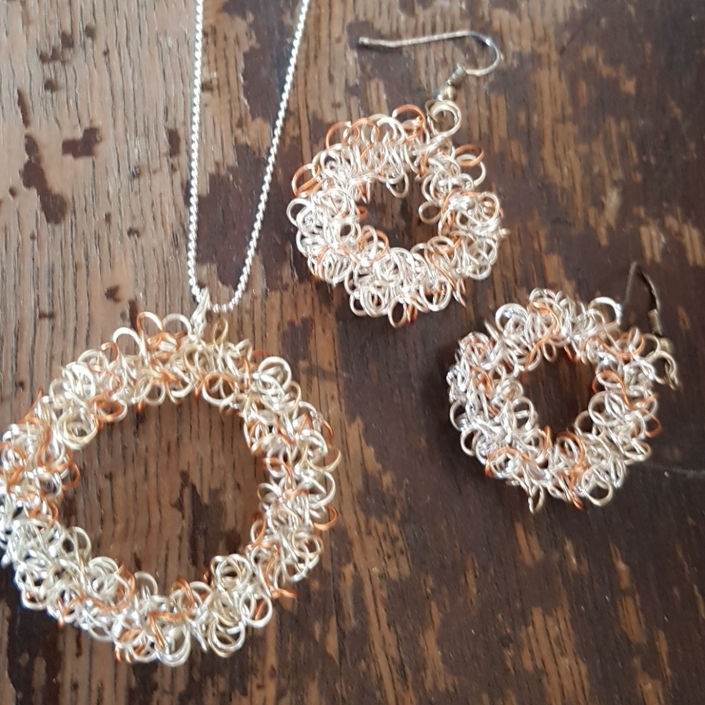 silver necklace & earrings handmade